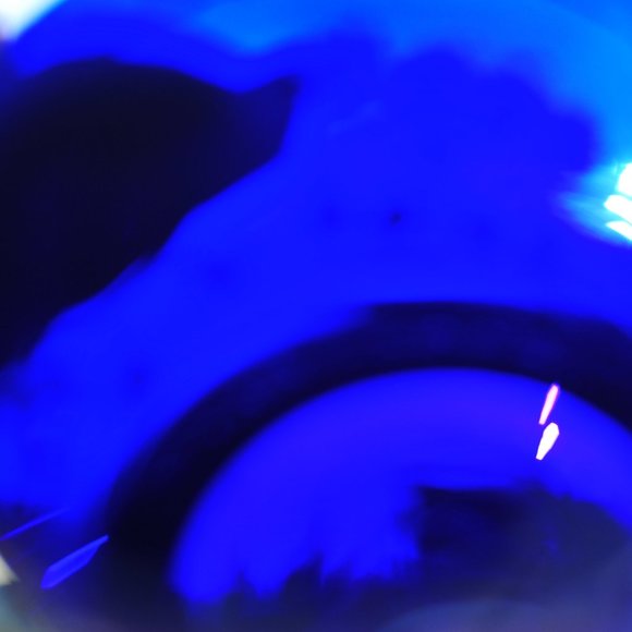 Exquisite Cobalt Blue Water Glass Bottle with Floral 3D Artwork - Picture 6 of 14